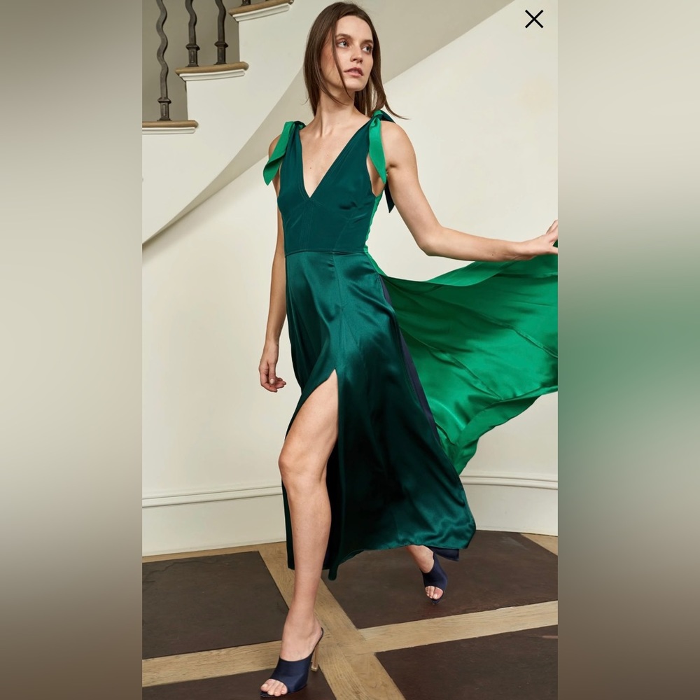 La Ligne Silk Charlotte Dress Size M Emerald Green